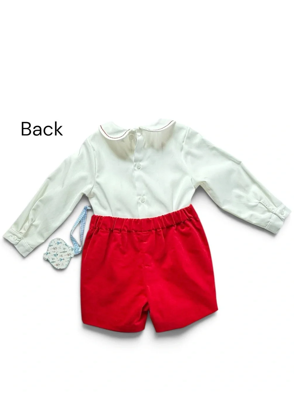 Edgehill Collection Shirt Shorts Set Kids Red White Velvet Size 18M NWT